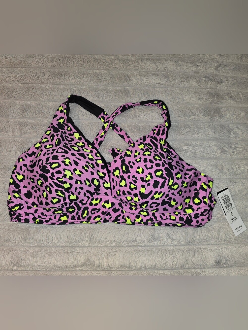 Torrid New Size 4 Bikini Swim Top 4 4x Purple Leopard